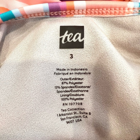🏖️ NWT Girls Tea Collection striped one piece swimsuit with ruffle size 3 - Picture 3 of 3
